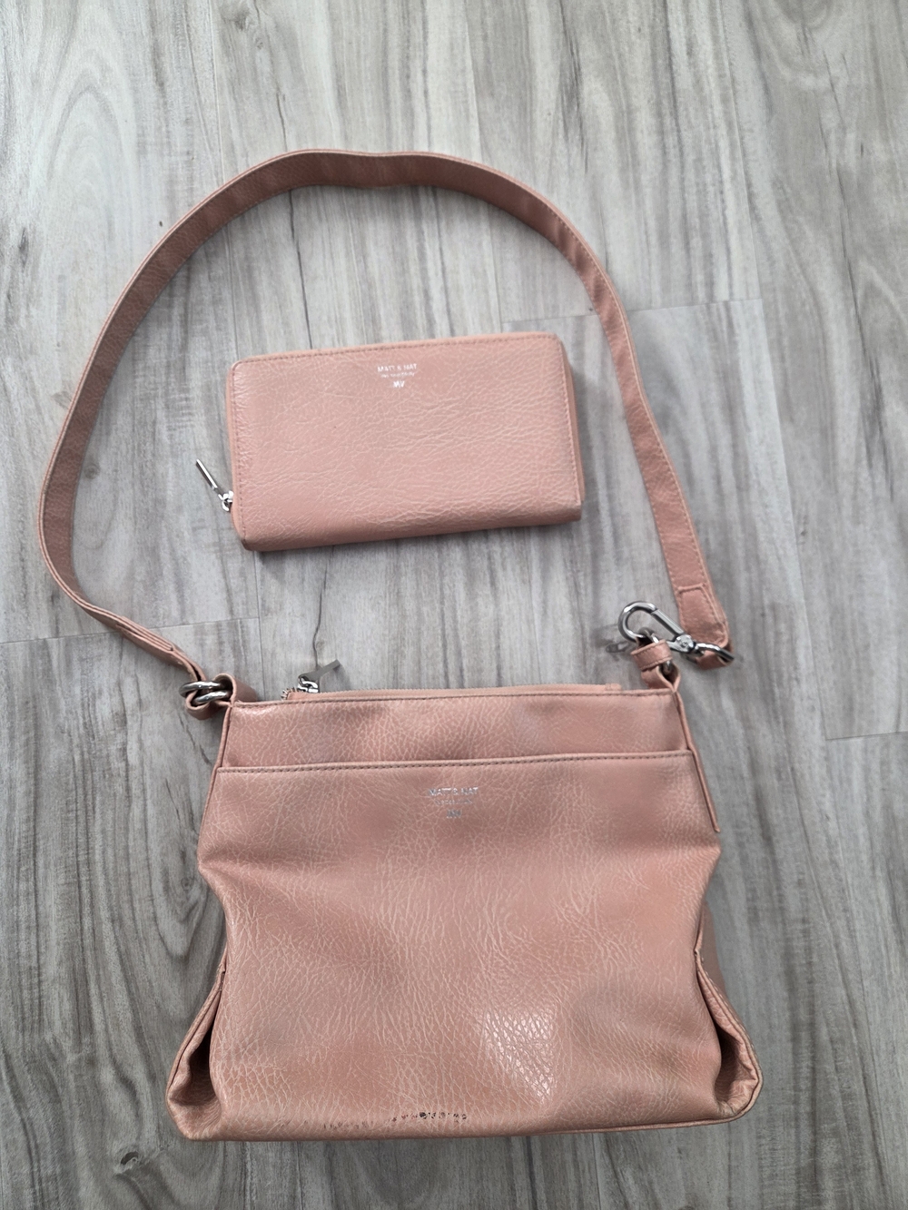 Matt & Nat Leather Crossbody Bag and Wallet Set - Pink